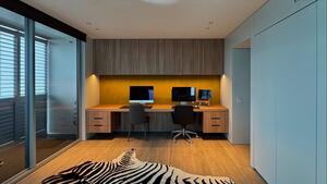 Minimalist timber grain study desk for our job in Surry Hills.