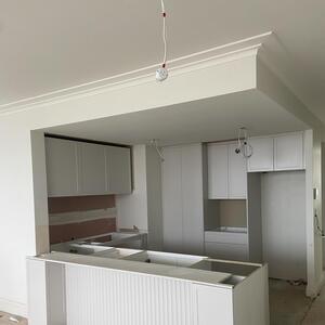 Before and during the After | For our job at Breakfast Point!
We love the coved panel under the bench!

#masikukitchens #modernhomes #cabinetmaker #cabinetry #beforeandafter #breakfastpoint